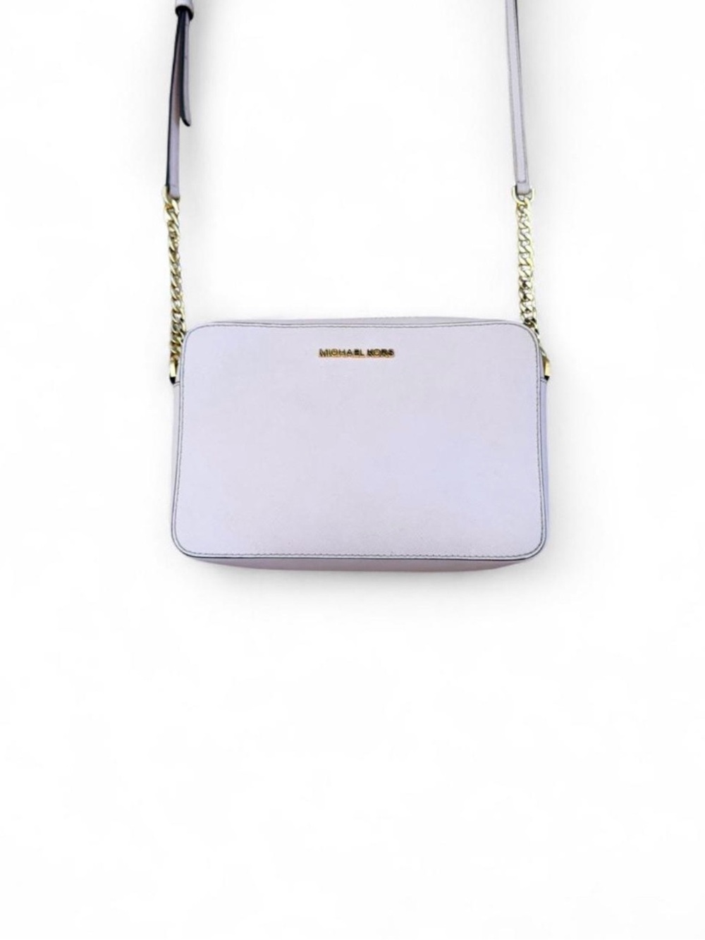 MICHAEL KORS Pink Blush Leather Crossbody with Gold Chain Strap
